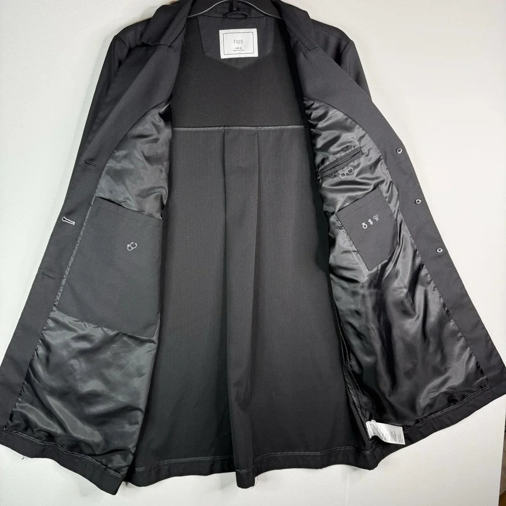 figs jacket women lab coat Pockets Button Up Black XL